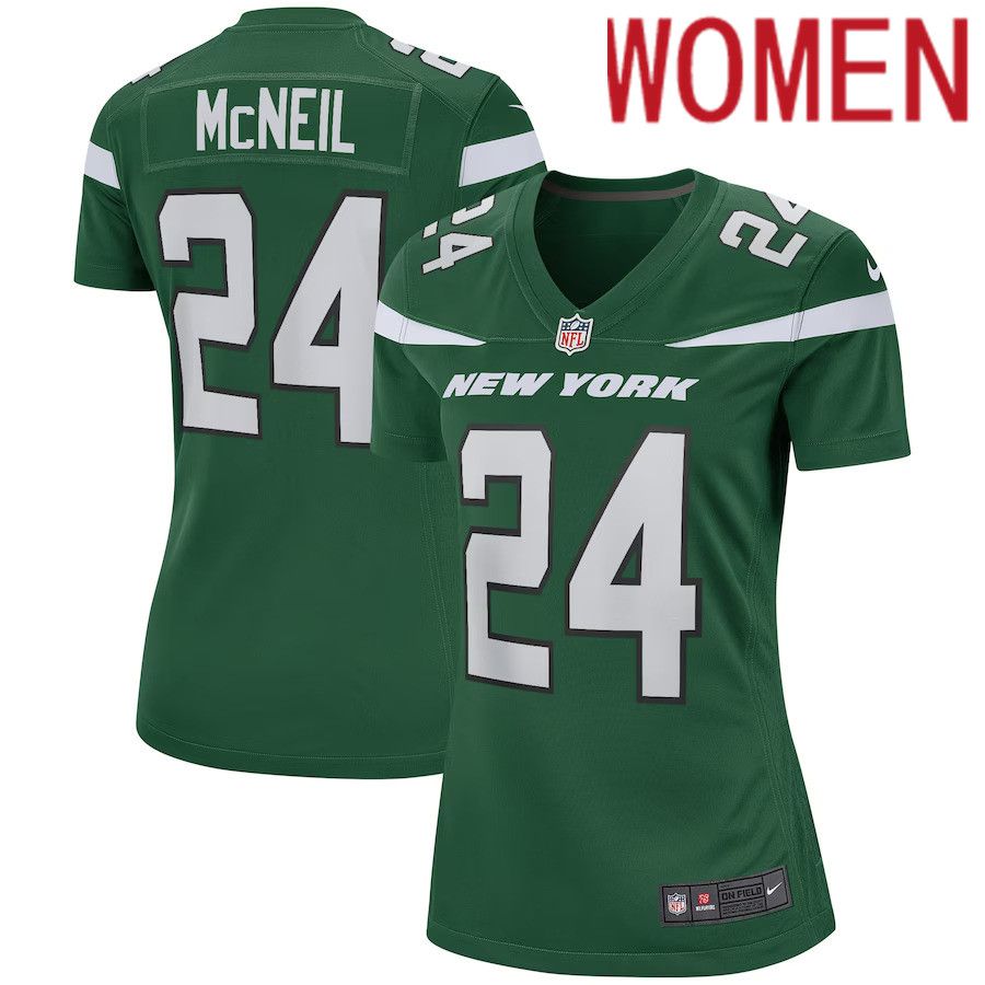 Women New York Jets 24 Freeman McNeil Nike Gotham Green Game Retired Player NFL Jersey